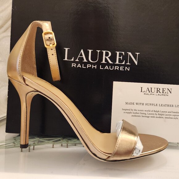LAUREN RALPH LAUREN | Allie Metallic Nappa Leather Sandals. Size 10. NIB - Picture 1 of 11